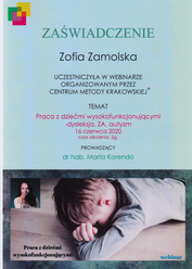 Webinar: Dysleksja, ZA, autyzm (Metoda Krakowska)